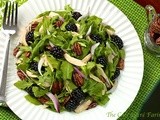 Arugula & Chicken Salad w/ Blackberries, Sweet Curried Pecans & Honey-Grapefruit Vinaigrette
