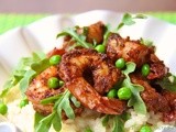 Lemon Risotto w/ Arugula, Sweet Peas & Blackened Shrimp