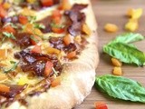 Pesto & Potato Pizza w/ Candied Applewood Bacon and Sweet Bell Pepper