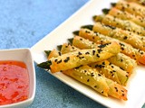 Asparagus, basil and sesame wraps