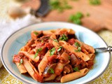 Aubergine, basil and tomato penne