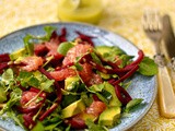 Beetroot, avocado and pink grapefruit salad