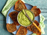 Broad bean hummus with za’atar and sesame crackers