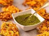 Cabbage, coconut and cumin pakora with coriander relish