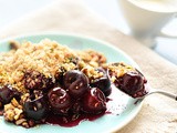 Cherry, almond and pistachio crumble