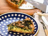 Kale and caramelised onion tart with walnut crust