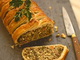 Kale, quinoa and nut roast en croute