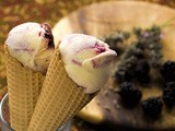 Lavender and blackberry ripple ice cream
