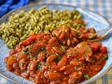 Mexican-style pinto beans with green rice