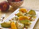 Peach, smoked avocado and mozzarella salad