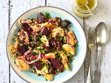 Roast beetroot, halloumi and freekeh salad