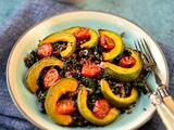 Roast squash, quinoa and black chickpea salad