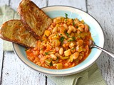 Saffron braised leek with cannellini and farro