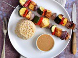 Smoked tofu kebabs with satay sauce