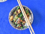Tofu, pak choi and broccoli with vegan xo sauce
