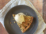 Vegan apple crumble tart with malt ice cream