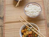 Vietnamese style tofu with pak choi and basil