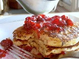 Eggnog Pancakes with Cranberry Maple Syrup