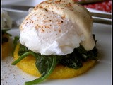 Eggs Florentine on Golden Polenta (low cal and gluten free)....and a Saucy Mama Giveaway