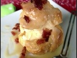 Profiteroles with Whiskey Maple Cream Sauce and Candied Bacon #Improv