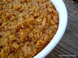 Sweet Apricot Fregola Kugel with Spiced Cornflake Streusel