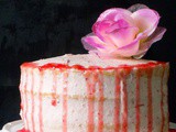 Cranberry delight| Cranberry mousse layered naked cake - 1 blogoversary | Celebrating 1 year of blogging with cranberry mousse layered naked cake|Sponge cake layered with cranberry whippped cream
