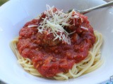 Homemade Spaghetti Noodles with Stuffed Meatballs / #SundaySupper