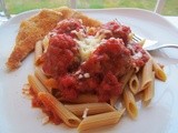 Mozzarella Stuffed Meatballs w/ a Quick and Easy Sauce