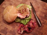 Addictions | Grilled Bison Burgers with Pimento Cheese & Porter Caramelized Onions