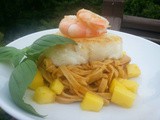 Valentine’s Day Entree #2 – Chilean Sea Bass with Mango Curry & Spicy Thai Noodles