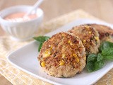 Chicken and Corn Patties with a Roasted Red Pepper Mayonnaise