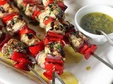 Grilled Chicken Kebabs with Red Peppers and Red Onion