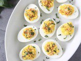 Italian Deviled Eggs with Garlic, Basil, and Parmesan