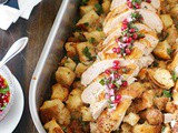 One-Pan Roast Turkey Breast with Stuffing and Pomegranate Sauce