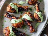 Peruvian Chicken Drumsticks with Green Crema