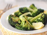 Roasted Broccoli with Garlic and Lemon Wedges
