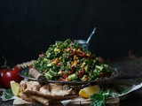 Enduring Winter [Charred Corn and Carrot Green Tabbouleh]