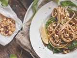 Lemon-Yogurt Linguine with Arugula, Sugar Peas and Roasted