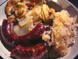 Easy Polish Sausage and Kraut Served with Fried Potatoes