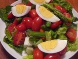 Green Salad with Asparagus, Eggs, and Tomatoes for Two