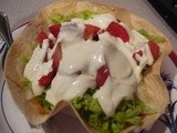 Hot Chicken Taco Salad in a Crisp Flour Tortilla