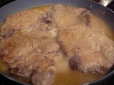 Pork Chops Simmered in Sauce Served with Beets with Feta