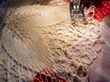 Second Vintage Patchwork Coverlet Repaired with Vintage Doilies