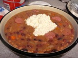 Spicy Ham and Beans with Smoked Sausage and Cottage Cheese