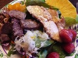 Tropical Steak & Chicken Salad, Teriyaki Marinade, & Orange-Celery Seed Dressing