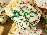 Christmas White Chocolate-Dipped Rice Krispie Treats