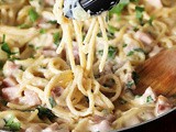 Creamy Ham & Cheese Spaghetti