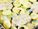 Sage Pork Chops, Potatoes & Onions Sheet Pan Supper