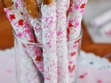 Valentines White Chocolate-Dipped Pretzel Rods