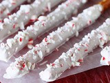 White Chocolate Candy Cane Pretzel Rods